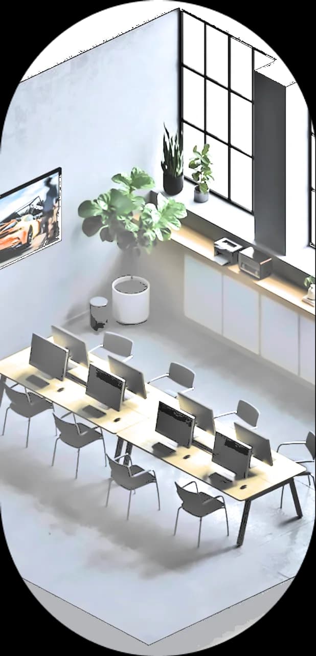 An isometric view of the Borders & Gates workspace.